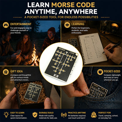 DIY Morse Code Learning Card - PCB Board with LED, Interactive Telegraph Key Practice Tool for Beginners