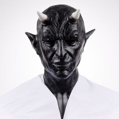 Demon Horn Mask Cosplay Horror Devil Killer Latex Full Head Mask Halloween Scary Face Costume Prop