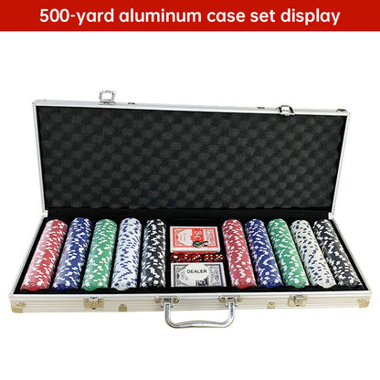 500 PCS Poker Chip Set in Locking Aluminum Briefcase - Texas Hold'em Gambling Kit with Dice, Dealer Button & Cards