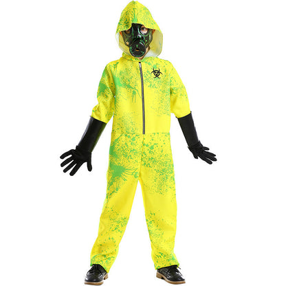 Halloween Party Jumpsuit Biohazard Protective Suit Splatter Print Unisex Costume Zombie Roleplay