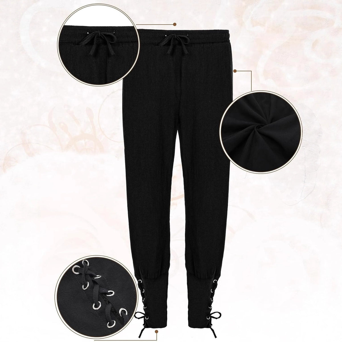 7-Piece Halloween Men's Renaissance Costume Set Medieval Pirate Shirt Ankle Band Pants