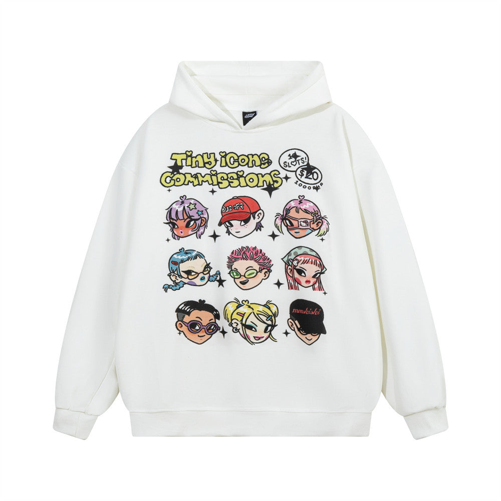 Cartoon printed hooded sweatshirt