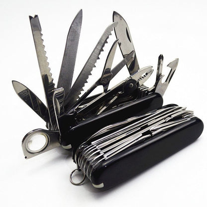Multi Functional Outdoor Portable Self-Defense Folding Long Combination Tool Pliers Retro Wooden Handle Portable Multi-Purpose Camping Tool