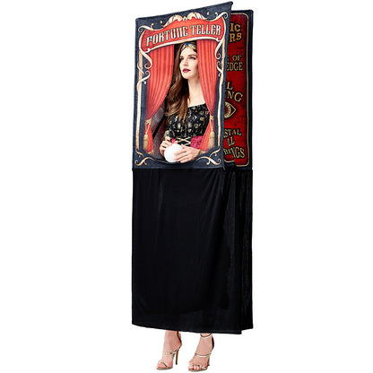 Gypsy Costume for Women, Cosplay Outfit with 3D Props, Halloween Stage Fancy Dress Costume