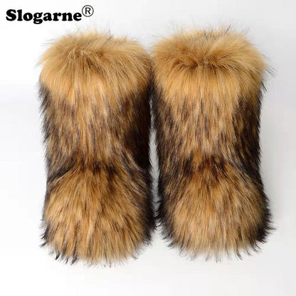 Fluffy Fox Fur Boots