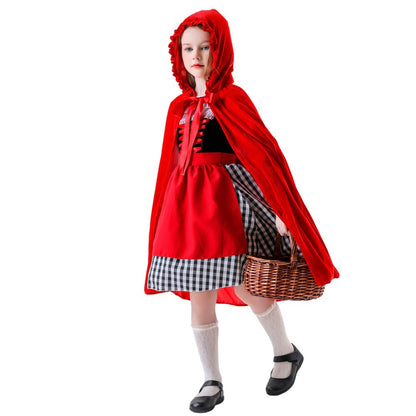 Halloween Children's Costume Little Red Riding Hood and Big Bad Wolf Performance Outfit Cosplay Dress Set Children's Festival Costume