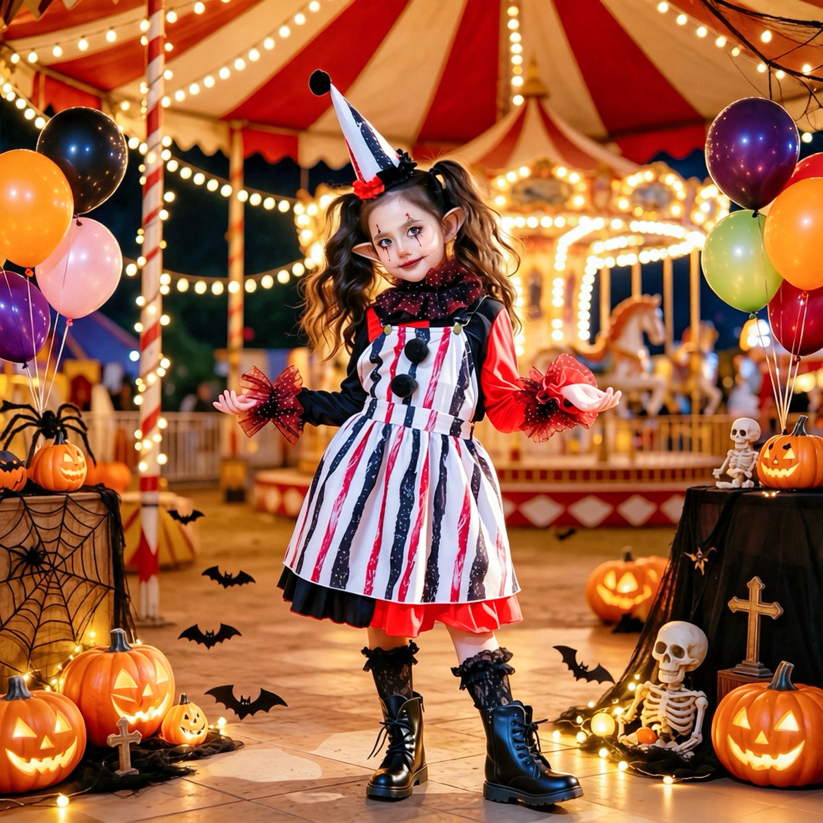 Halloween Children's Clown Costume Cosplay Vintage Party Outfit Stage Children's Drama Performance Dress