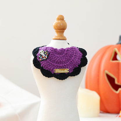 Pet Hair Yarn Gold Label Bandana for Cats and Dogs, Halloween Decorative Neckwear