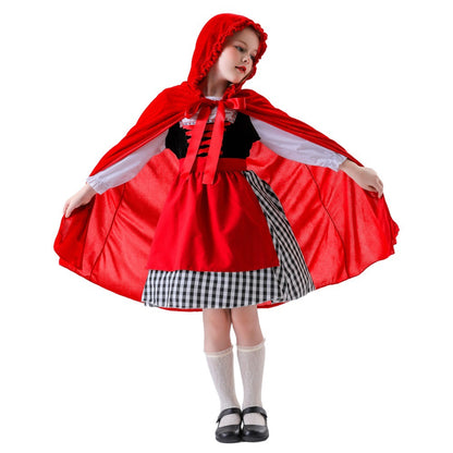 Halloween Children's Costume Little Red Riding Hood and Big Bad Wolf Performance Outfit Cosplay Dress Set Children's Festival Costume