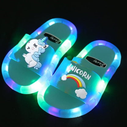 Children‘s Cartoon Animals Prints Lighted Slippers