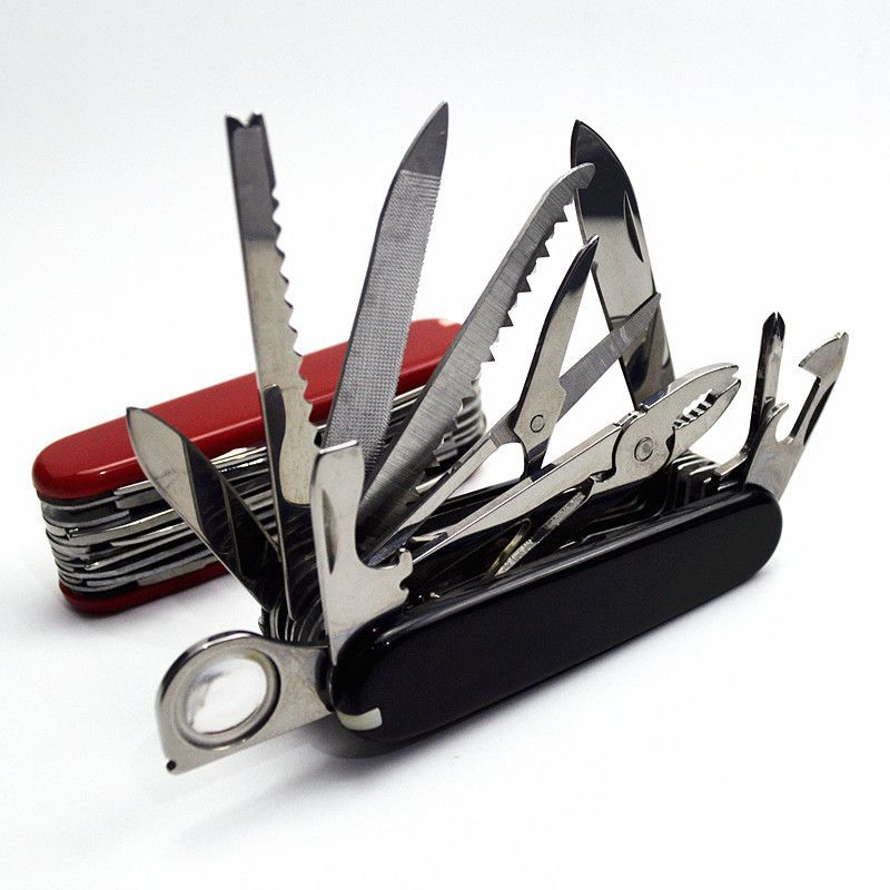 Multi Functional Outdoor Portable Self-Defense Folding Long Combination Tool Pliers Retro Wooden Handle Portable Multi-Purpose Camping Tool