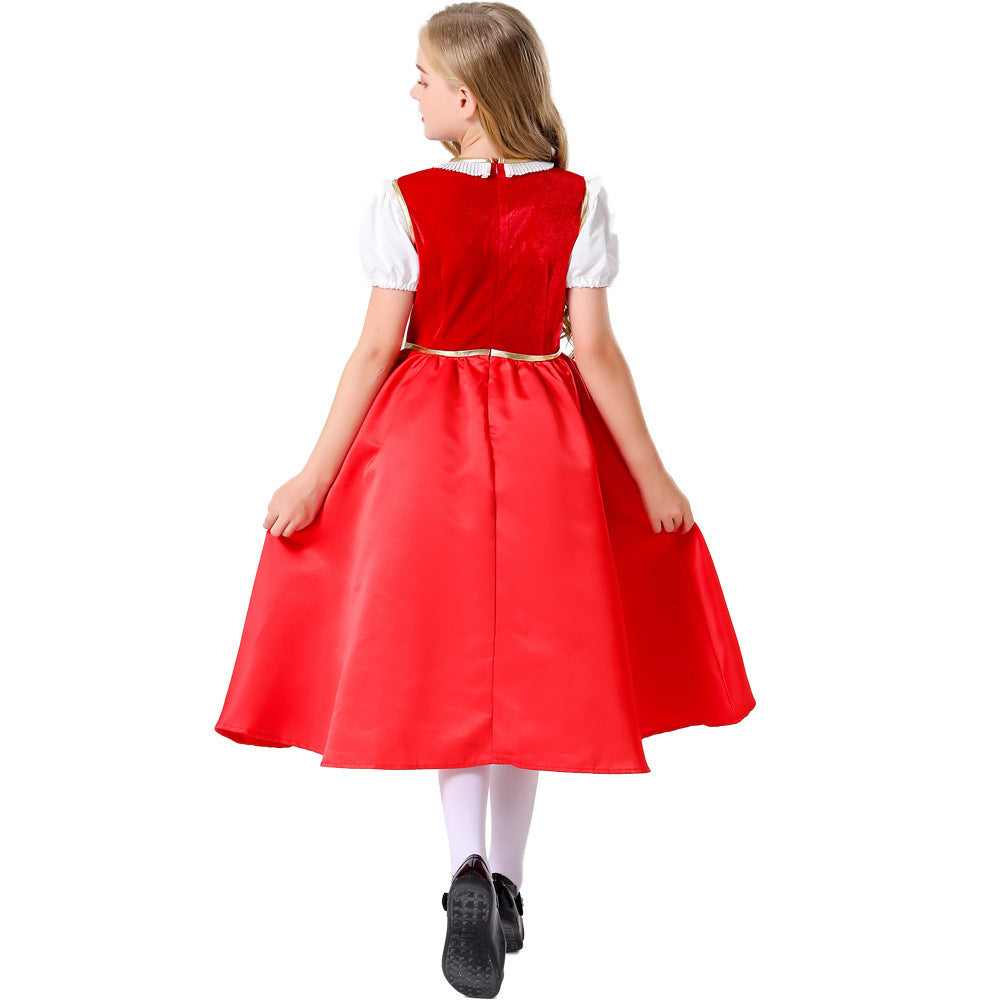 Halloween Costume Little Red Riding Hood Farm Cosplay Costume for Stage Play Based on Grimm's Fairy Tale