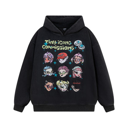 Cartoon printed hooded sweatshirt