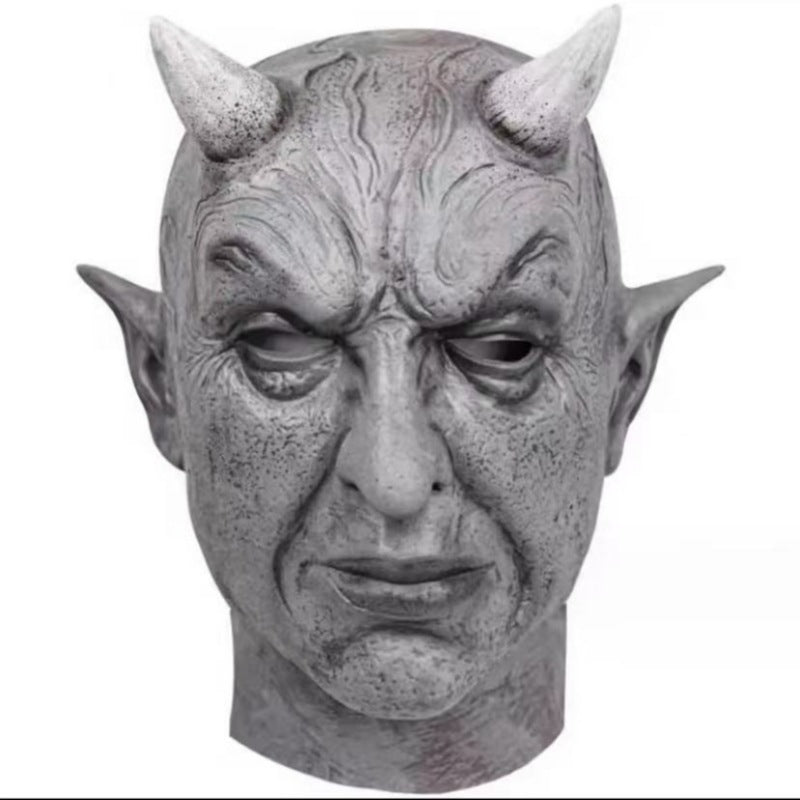 Demon Horn Mask Cosplay Horror Devil Killer Latex Full Head Mask Halloween Scary Face Costume Prop