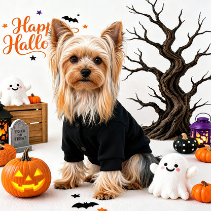 Pet Clothingfor Small Dogs and Cats - Black Halloween Sweatshirt for Teddy, Bichon, and Puppies