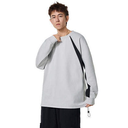 Fashion Brand Color-Blocked Long Sleeve Round Neck Drop Shoulder Heavyweight Hoodie Innerwear Loose Trendy Couple Top