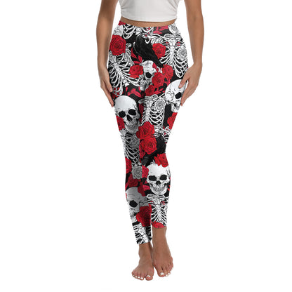 Halloween Women's Leggings Day of the Dead Skull Digital Print Yoga Tights Women's Fitness Stretch Pants
