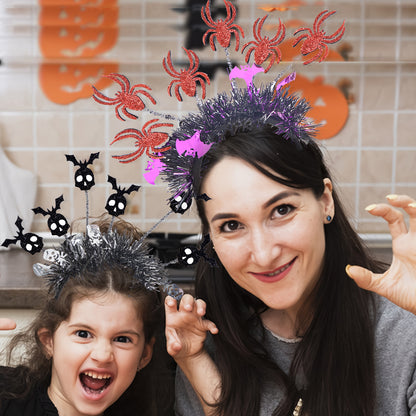 New Halloween Headband with Pumpkin, Spider, and Pom-Pom Design, Radiating Colorful Strips, Fun Party Accessory for Halloween Celebration