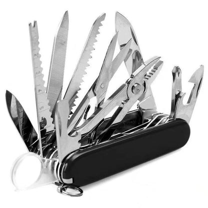 Multi Functional Outdoor Portable Self-Defense Folding Long Combination Tool Pliers Retro Wooden Handle Portable Multi-Purpose Camping Tool