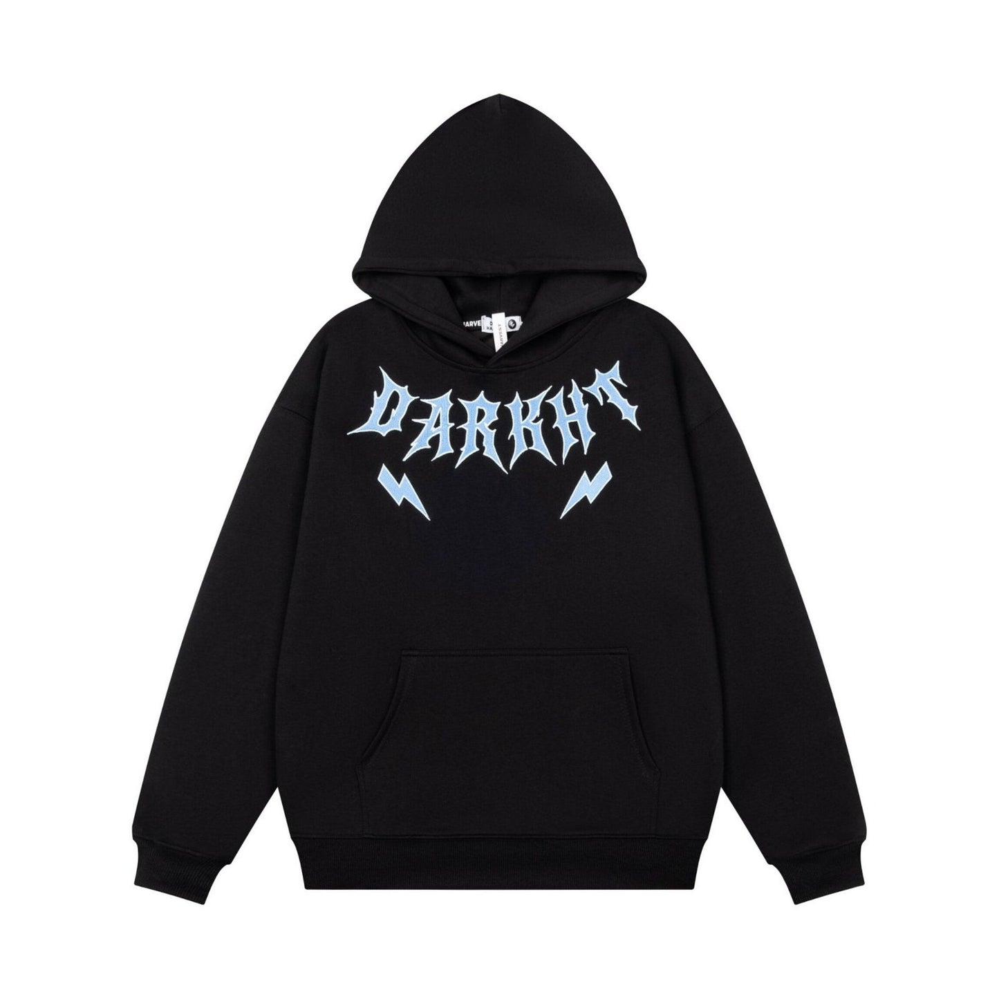 Lightning Letter Print Hoodie for Women, Vintage Street Style, Loose Drop Shoulder Top