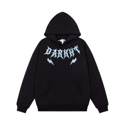 Lightning Letter Print Hoodie for Women, Vintage Street Style, Loose Drop Shoulder Top