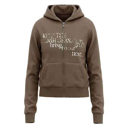 Letter hooded zipper sweatshirt versatile cardigan jacket