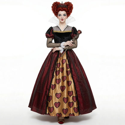 Alice in Wonderland Red Queen Cosplay Costume, Halloween Stage Performance Dress
