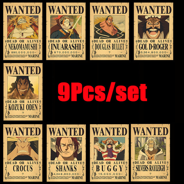 10Pcs/set One Piece Anime Vintage Posters