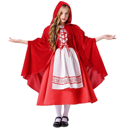Halloween Costume Little Red Riding Hood Farm Cosplay Costume for Stage Play Based on Grimm's Fairy Tale