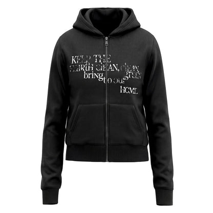 Letter hooded zipper sweatshirt versatile cardigan jacket
