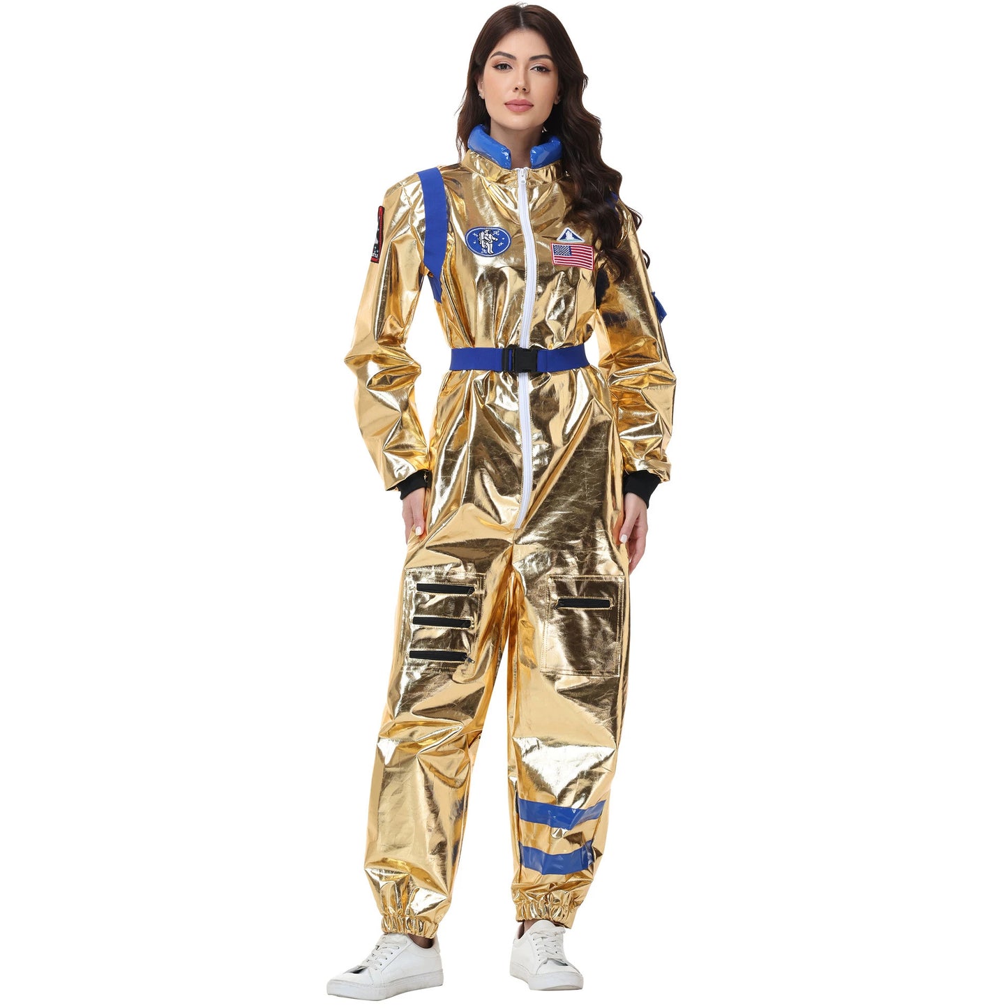 Halloween Golden Astronaut Space Suit Pilot Cosplay Costume Spacesuit Clothing