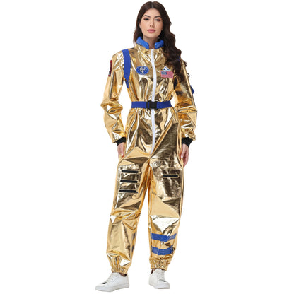 Halloween Golden Astronaut Space Suit Pilot Cosplay Costume Spacesuit Clothing