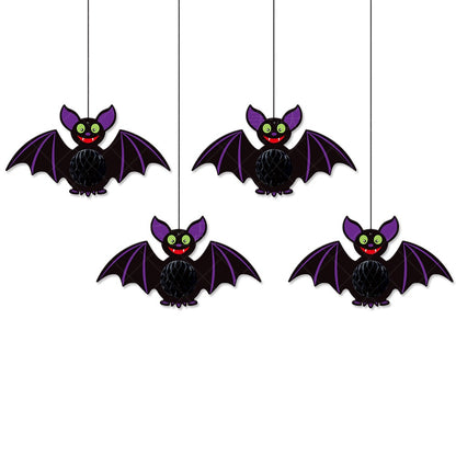 Halloween Decorative Hanging Ornament Spider Bat Honeycomb Ball Pendant 3D Spider Honeycomb Decoration