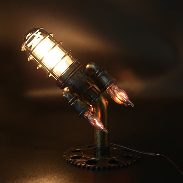 Vintage Steampunk Rocket Table Lamp