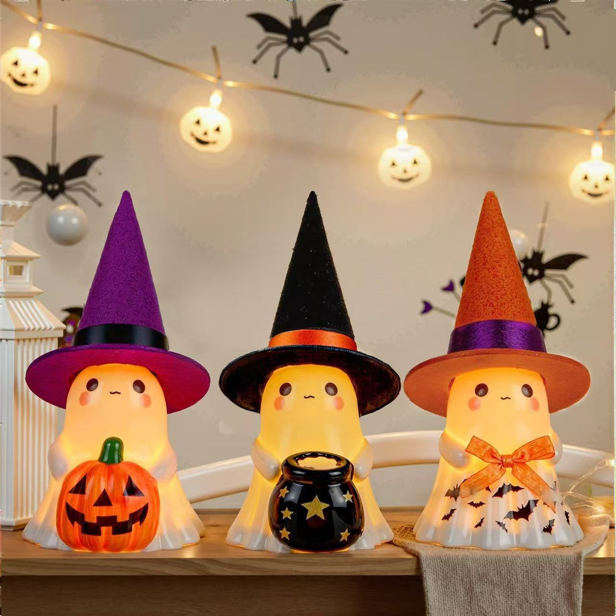 Halloween Glow-in-the-Dark Ghost Decoration Outdoor Standing Ghost for Front Porch Yard Resin Craft