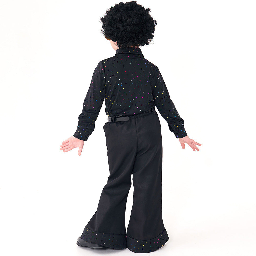 Halloween Boys 70s Disco Sequin Singer Model Fashion Show Retro Hippie Performance Costume