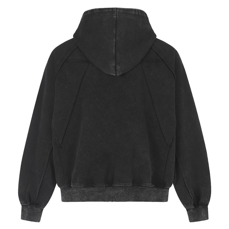 Loose black hoodie with multiple zippers jacket