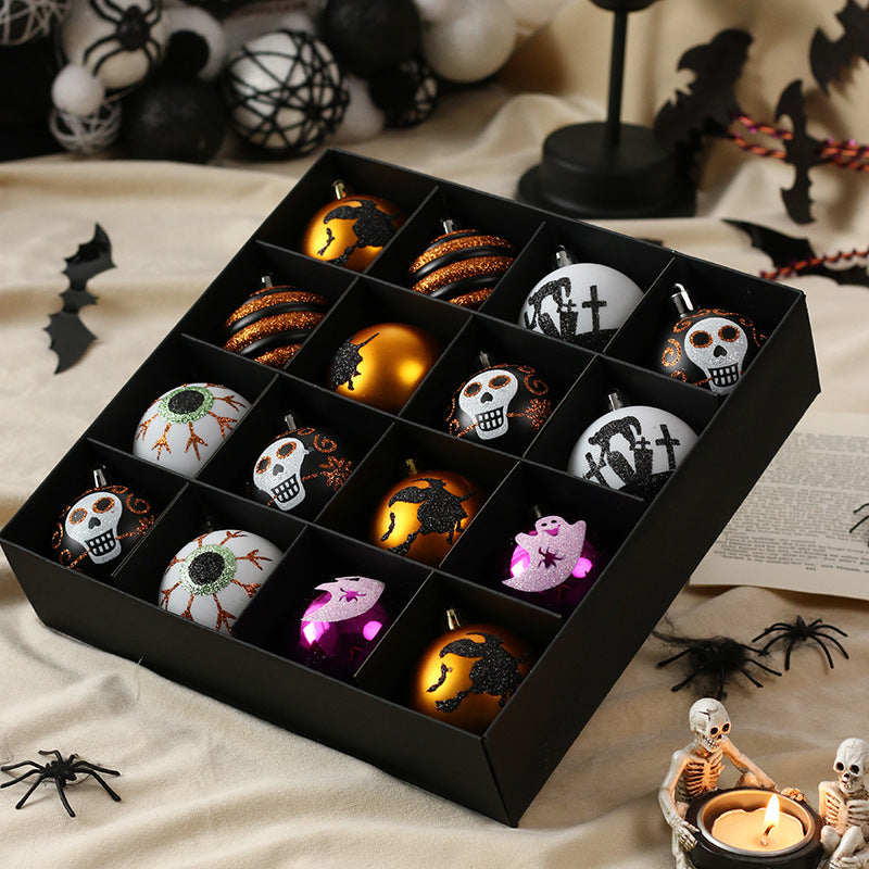 Halloween Decorations 16 Painted Ghost Skull Plastic Hanging Balls Party Decorations