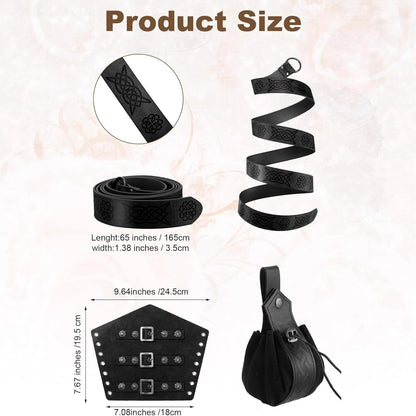 7-Piece Halloween Men's Renaissance Costume Set Medieval Pirate Shirt Ankle Band Pants