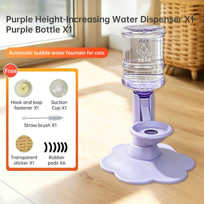 Gravity Cat Water Dispenser, No Electricity, Filter-Free, Adjustable Height Pet Fountain for Cats & Small Dogs