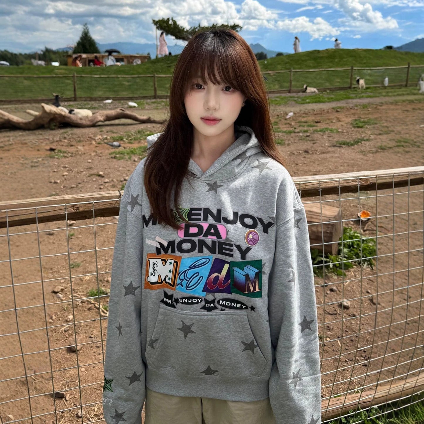 Star Embroidery Hoodie for Women