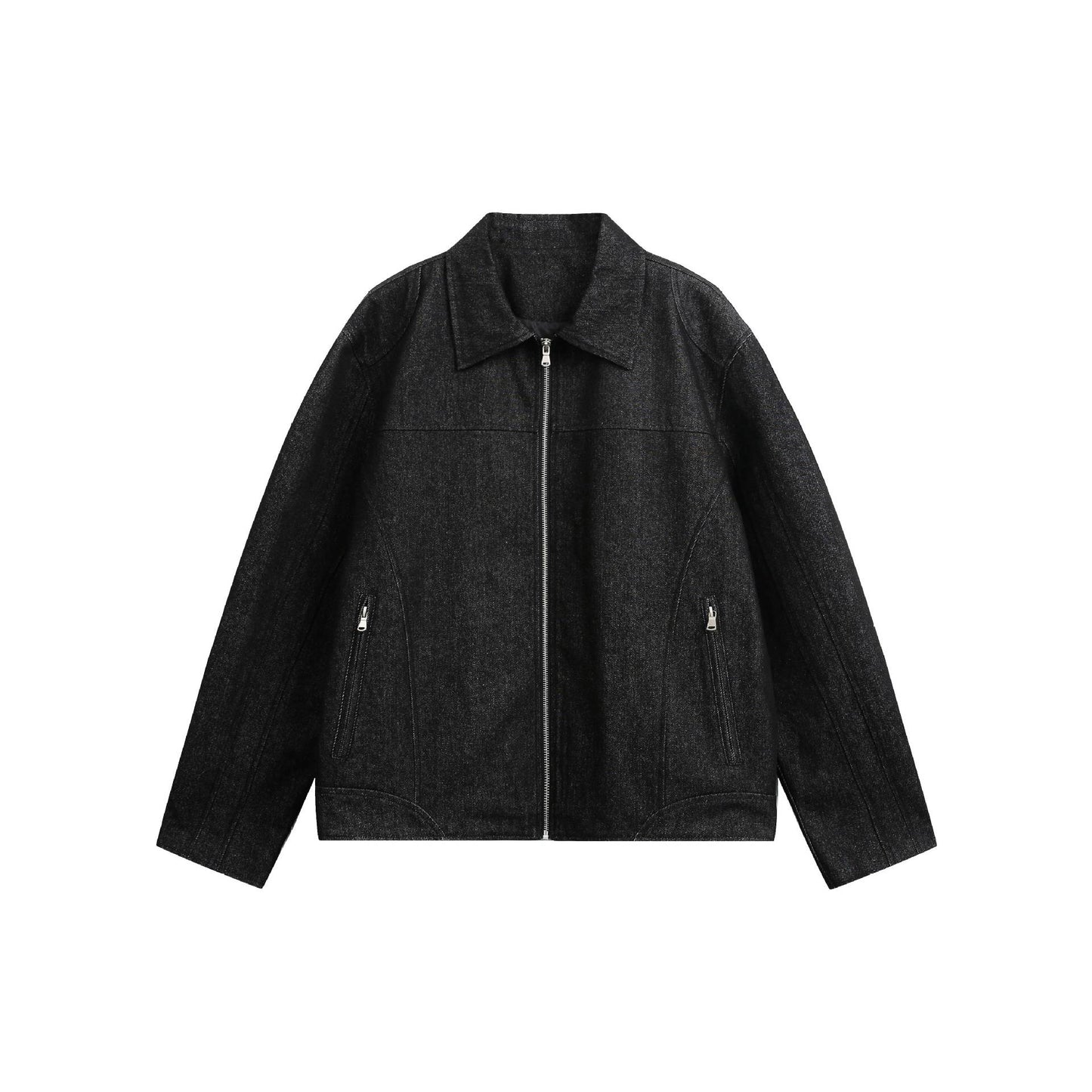Classic Raw Denim Structured Patchwork Loose Short Shouldered Jacket