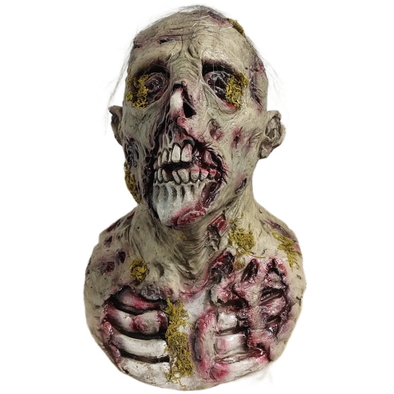 Halloween Horror Moss Bio-Zombie Monster Mask Escape Room Latex Headgear Prop