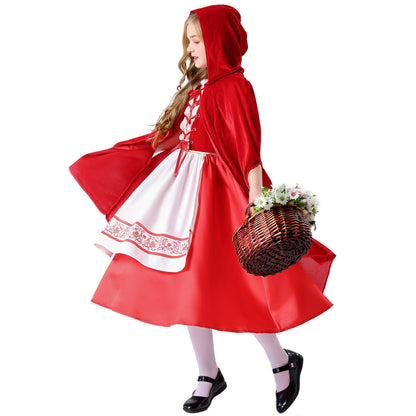 Halloween Costume Little Red Riding Hood Farm Cosplay Costume for Stage Play Based on Grimm's Fairy Tale