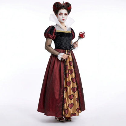 Alice in Wonderland Red Queen Cosplay Costume, Halloween Stage Performance Dress