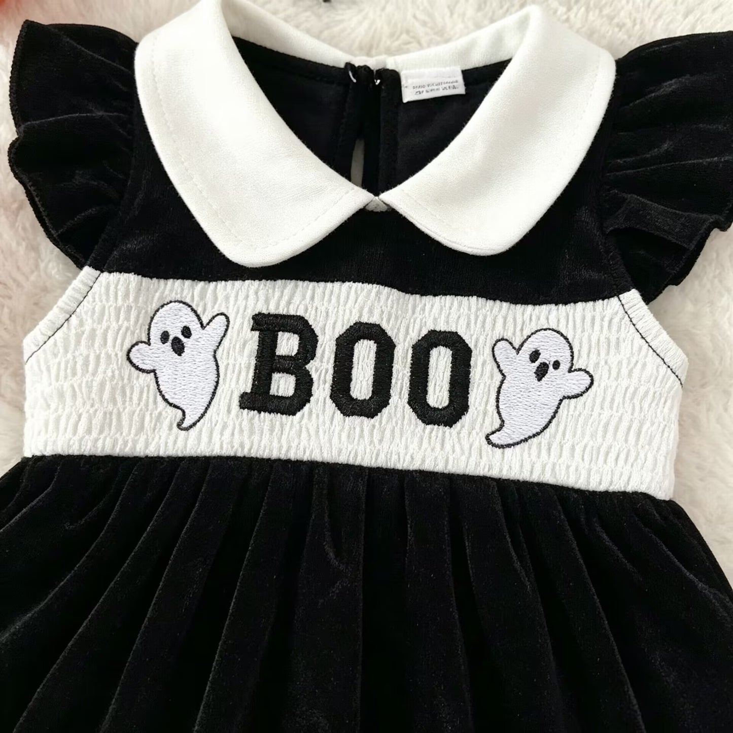 Baby Ghost Print Princess Romper Halloween Outfit for Newborns, Infant Bodysuit Crawling Clothes