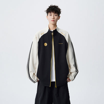 Retro Long Sleeve Hoodie for Men and Women, Spring Couple Loose Stand-Up Collar Open Front Cardigan, College Style Versatile Casual Top