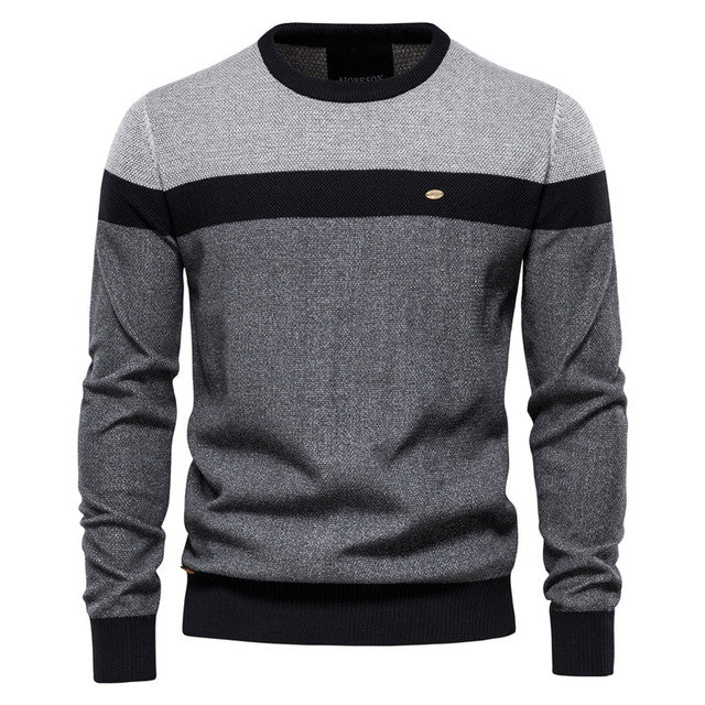 Spliced Cotton Men's Sweater