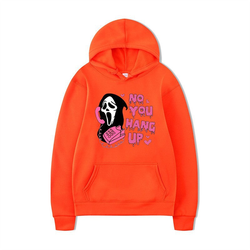 Halloween Hoodie Colorful Print Long Sleeve Loose Casual Top