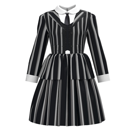 Jiamai New Wednesday Cosplay Costume Adams Family Female Halloween Children's Striped Dress